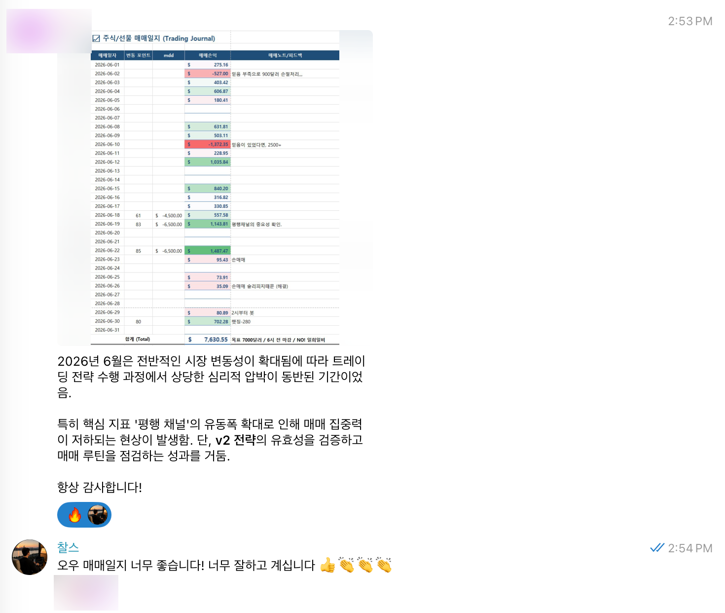 월간 손익과 MDD를 정리한 매매일지